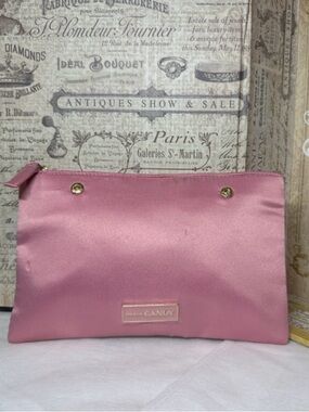 Prada Pink Satin Cosmetic Pouch with Gold Hardware